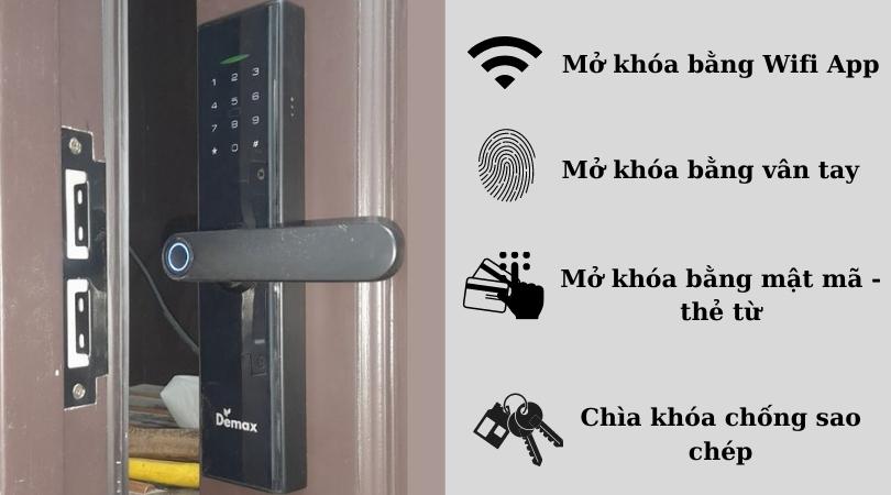 Khóa điện tử Demax EL266 BN - APP Wifi đa dạng cách mở khóa